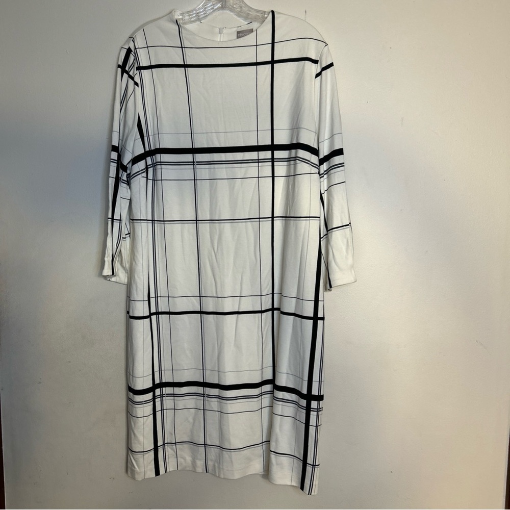 Chico's Black and White Checkered Long Sleeve Dress